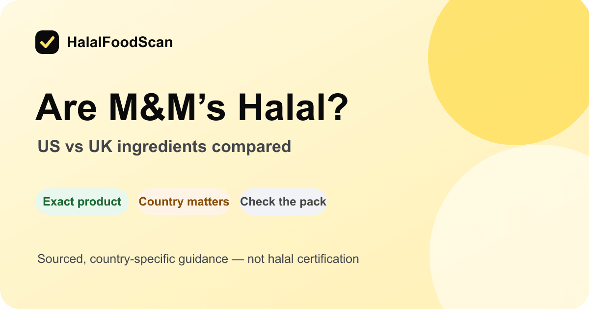 M&M’s ingredient comparison for US and UK product formulations